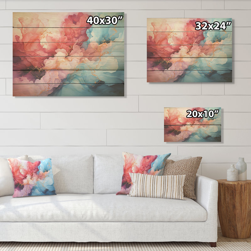 Nuage orage à l'encre liquide paysage I - nuages, art mural sur bois de pin naturel, H 24 po x l 32 po