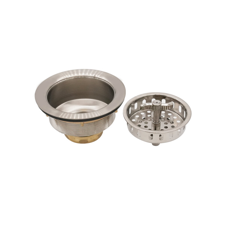 3-1/2" Wing Nut Twist Style Kitchen Sink Basket Strainer, Stainless Steel