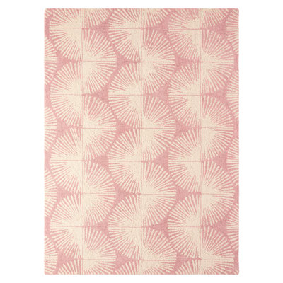 Tapis rose en laine fabriqué à la main à motif géométrique rose 9 pi x 12 pi Kendall NICOLE MILLER