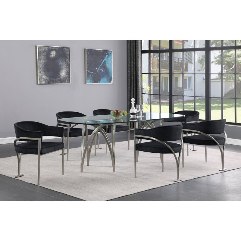 Chaise en velours Kirsi, Velours noir, Argent argent
