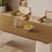 Nut-brown + White Rectangular Solid Wood Dining Table-1572910117