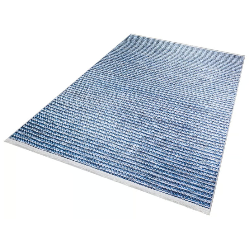 Tapis bleu marine et gris Gabrielle, Rectangle 2 pi 7 po x 4 pi 11 po