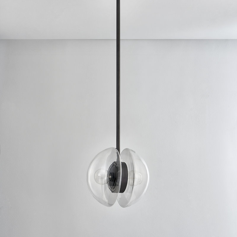 KERT 2 LIGHT PENDANT, 19" H x 11.75" W x 11.75" D, Black Brass