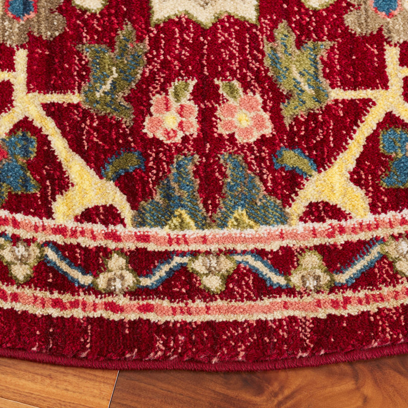 Tapis rouge Kurtz, Rond 6 pi 7 po, Red/Beige