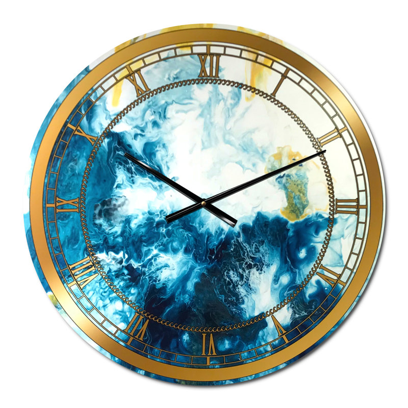 Horloge murale en marbre bleu et doré, Moyen