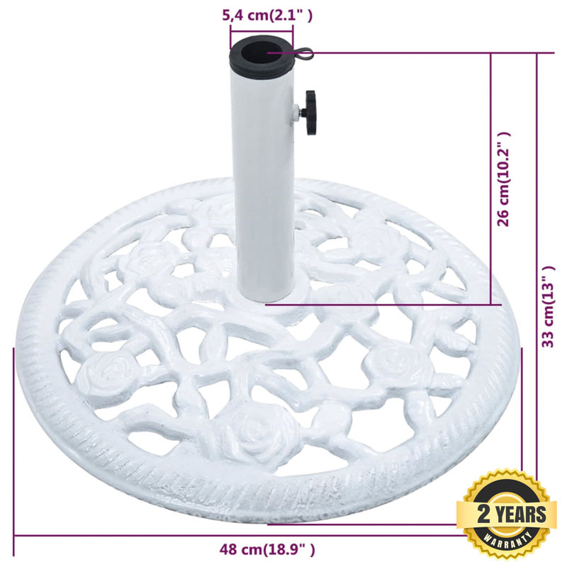 Laurita 12.06kg Cast Iron Free Standing Umbrella Base, White