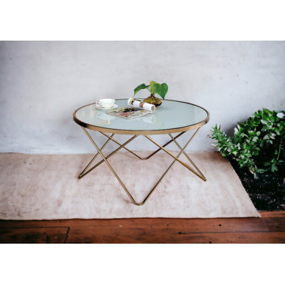 Frosted Glass Top & Champagne Finish Coffee Table