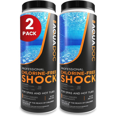 Choc pour spa sans chlore AquaDoc - 32 oz (paquet de 2) - Amortisseur de spa amélioré pour aider le brome et le chlore - Oxydant de spa fabriqué aux États-Unis