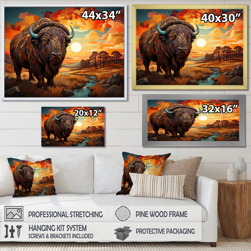 Buffalo natif gardien de prairie, Toile tendue, H 24 po x l 32 po