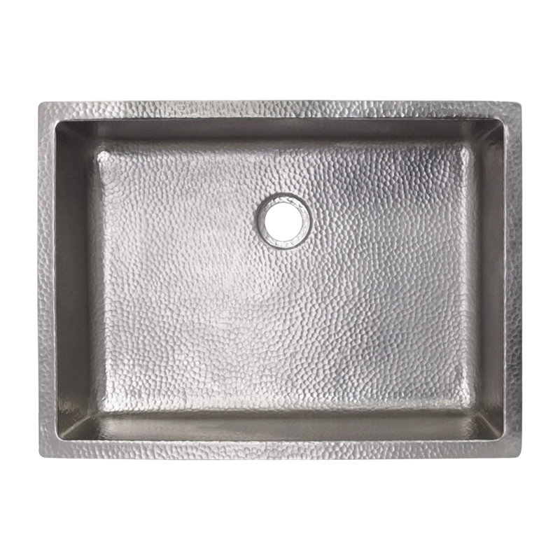 Lavabo de salle de bain encastré en cuivre recyclé martelé à la main 20 po x 14,5 po Mandalay, Brushed Nickel