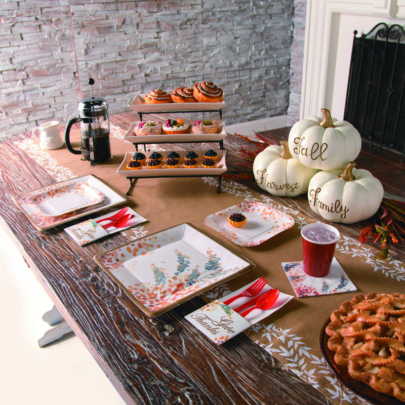 Ardeha Disposable Paper Thanksgiving Dessert Plate