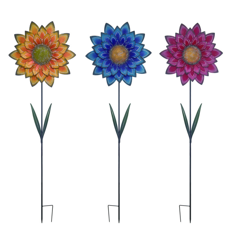  Ensemble de 3 décorations printanières en métal