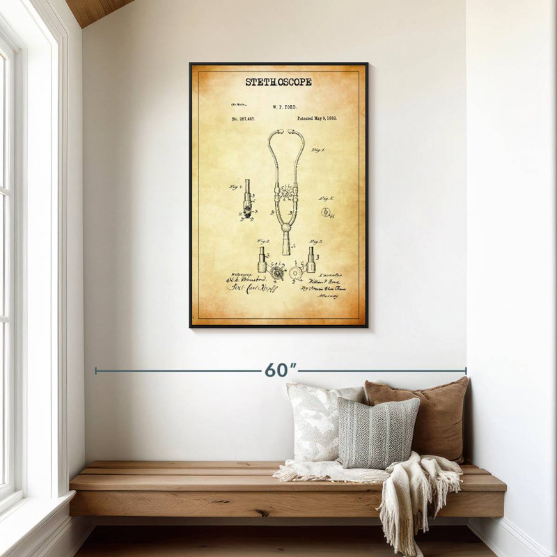 Stéthoscope breveté, Cadre flottant noir, 29 po x 43 po