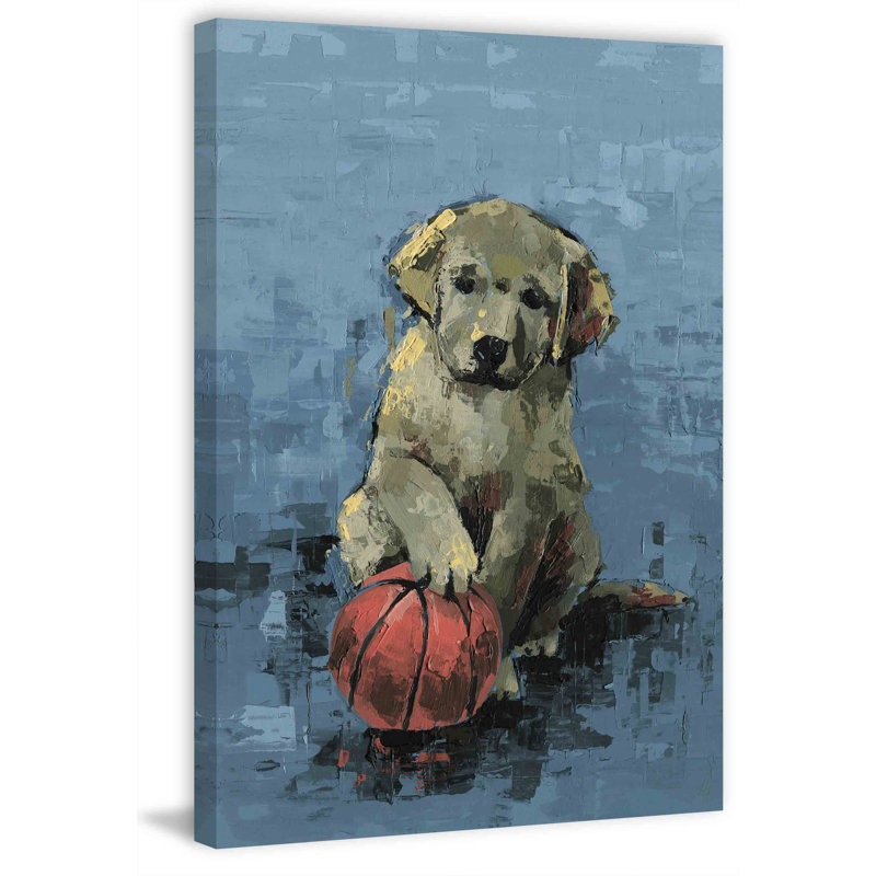 Dribbling Dog - Wrapped Canvas Painting, 30cm H x 20cm W 