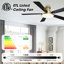 Ventilateur de plafond encastré intelligent Vaczon 52 po avec télécommande et application, ventilateur de plafond à profil bas avec lumière à intensité variable 3CCT, moteur CC ultra-silencieux, pales double face-1235895655