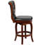 Tabouret de bar en bois de 30 po de hauteur avec dossier capitonné et siège pivotant LeatherSoft Achilles-24678111-45047032