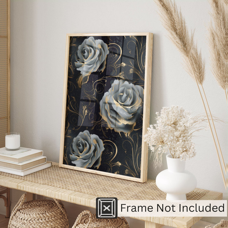 «Floral Luxe Rose Symphony IV», reproduction d'art moderne sans cadre, H 36 po x l 24 po