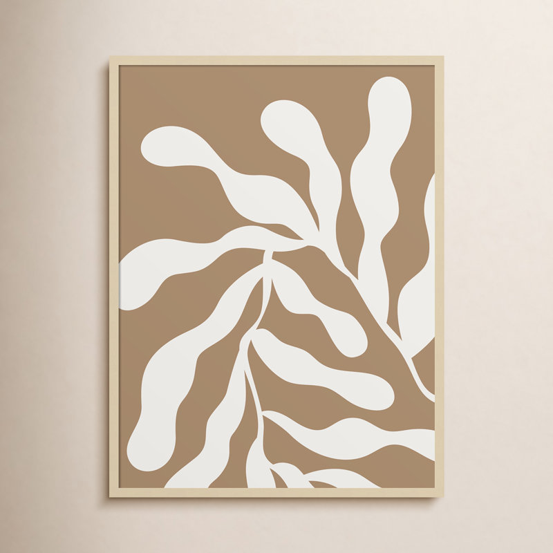 Erminia " Retro Matisse Inspired Abstract Botanical 1 Beige " by The Creative Bunch Studio, Brown, 41" H x 31" W x 1" D