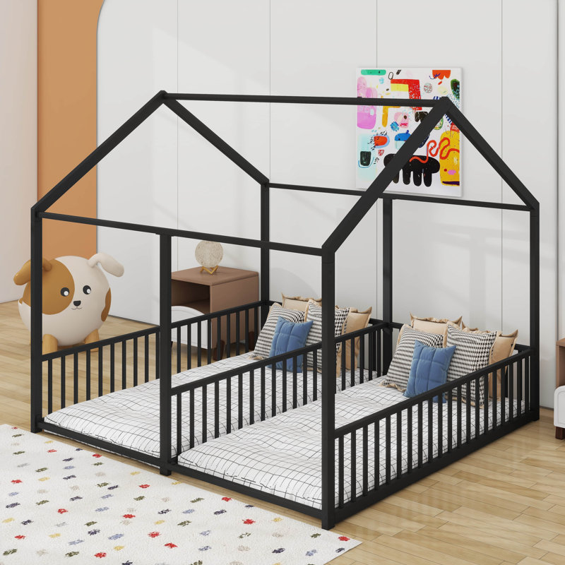 Lits plateforme en métal pour lit simple, Noir