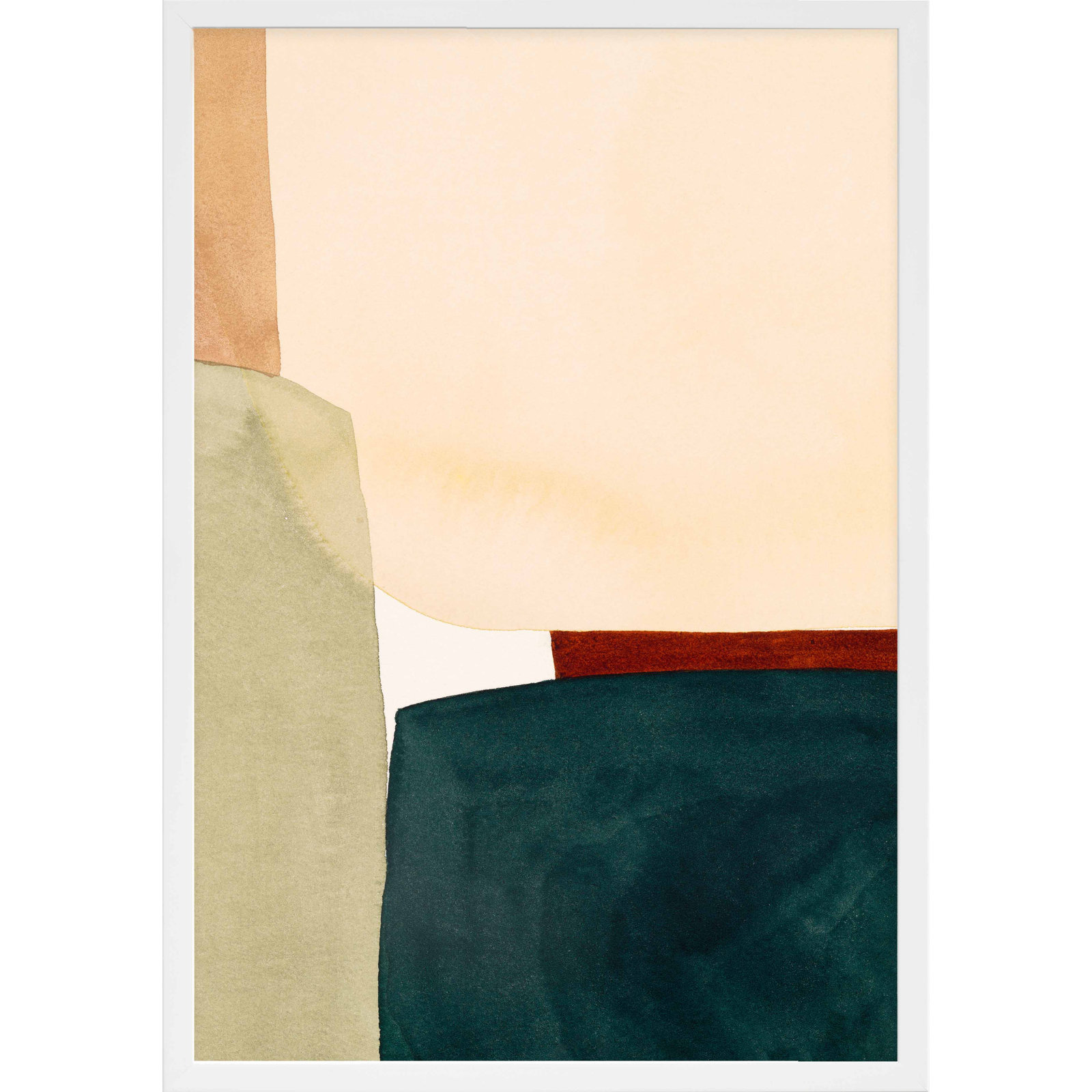 Divided "In the Depths of Turquoise" Print, 25" H x 17.5" W x 1.25" D, White Picture Framed Paper