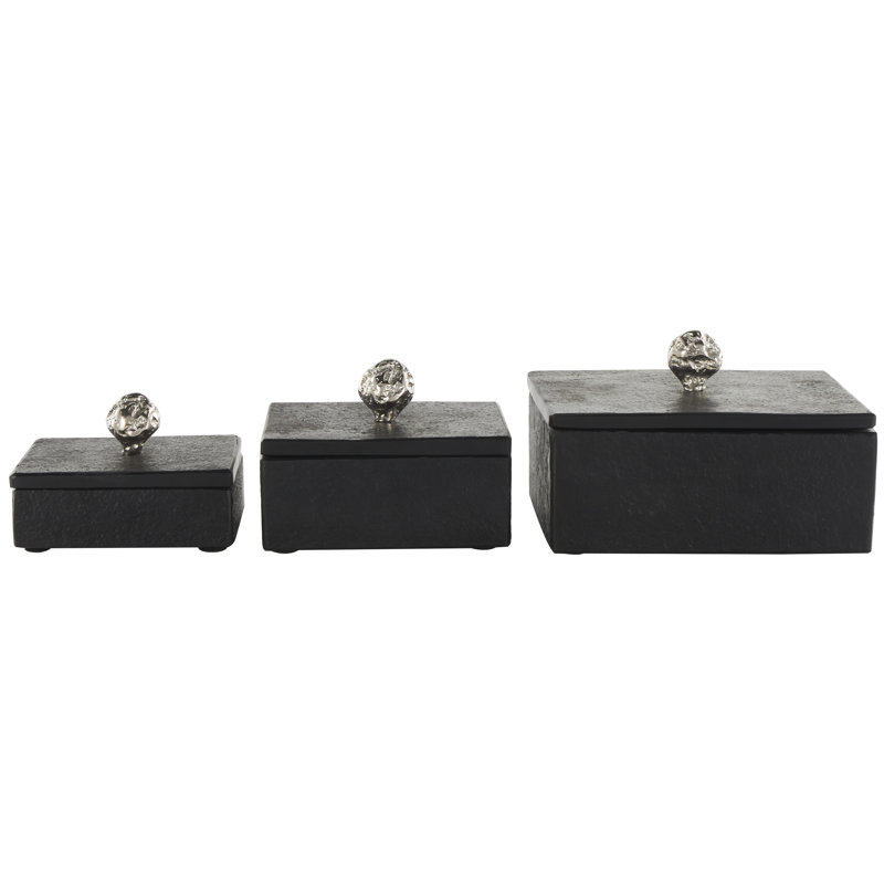 Boîtes Roder, Noir / argent, H 5,7 po x l 9,1 po x P 6,1 po