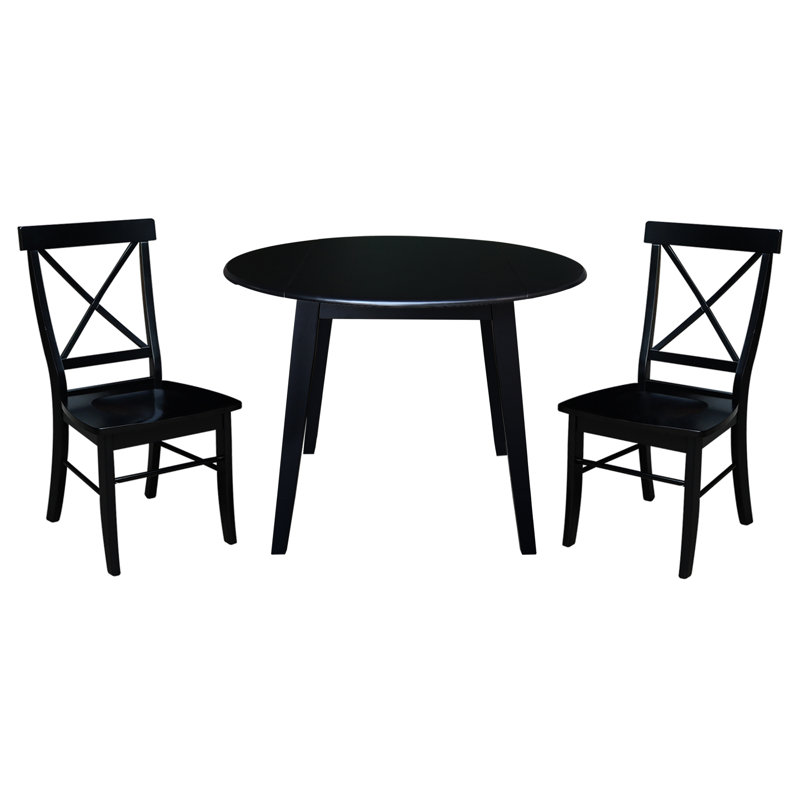 Ensemble de salle à manger Kaylam, Noir, 3 pièces: table, 2 chaises