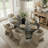 6 - Person Dining Table Sets With Extendable Table & 6 Upholstered Fabric Chairs-1684913526