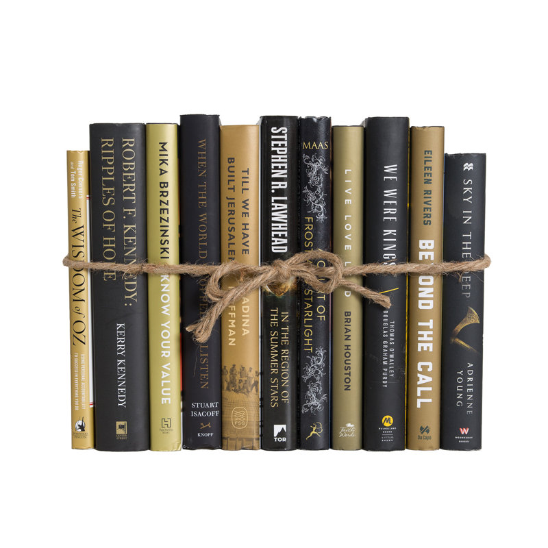 Livres décoratifs - Ensemble de livres sur jaquette d'onyx doré - 1 pied de livres noirs