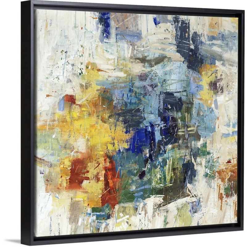 « acier blue stare ii », peinture sur toile, H 21,7 po x l 21,7 po x P 1,75 po, Cadre flottant noir