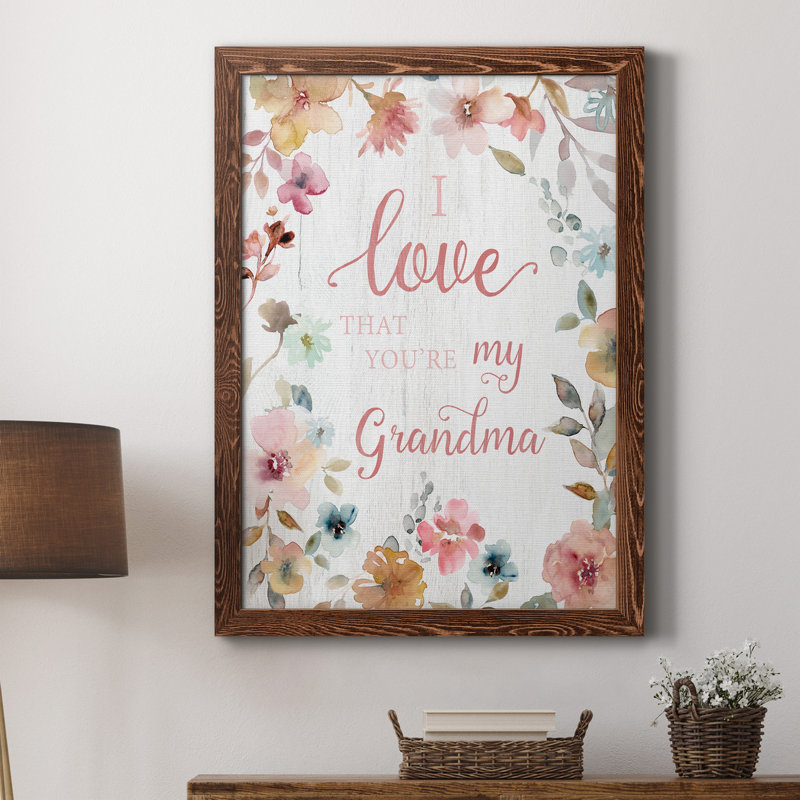 «Love Grandma», art textuel sur toile, H 31,5 po x l 23,5 po x P 1,5 po, Érable
