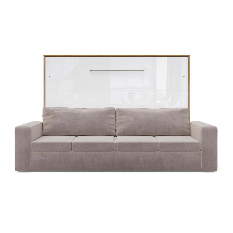 Maialen Upholstered EU Double - 140 X 200 Cm Bed, Oak Country/White Gloss, Beige