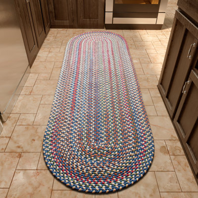 Tapis tressé bleu/naturel Livie