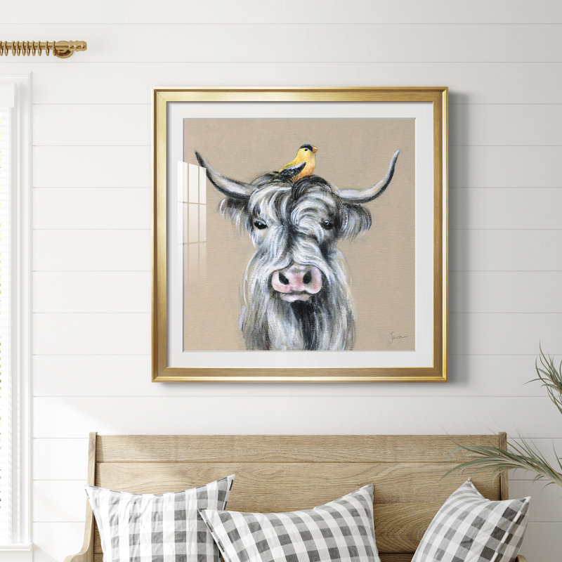 Nature ludique 4 - Peinture avec cadre, Toile encadrée dorée, H 26,5 po x l 26,5 po x P 1,5 po