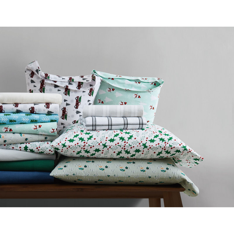 Holiday Truck Full Cotton Flannel Sheet Set