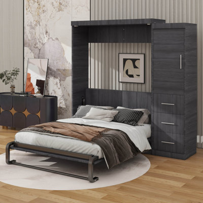 Lit escamotable avec armoire intégrée et tiroirs