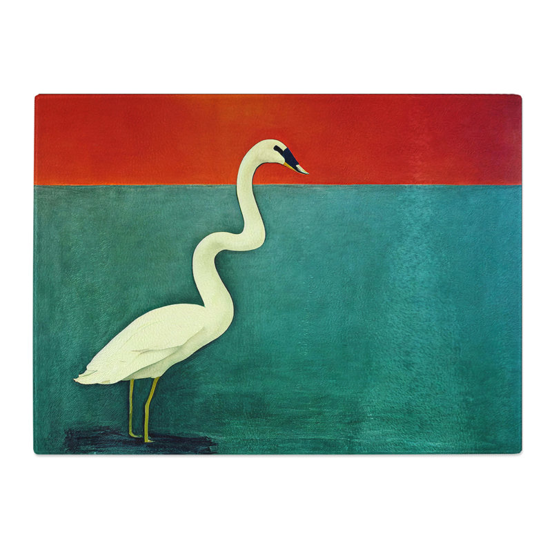 Modern Swan Art Abstract  Glass Chopping Board