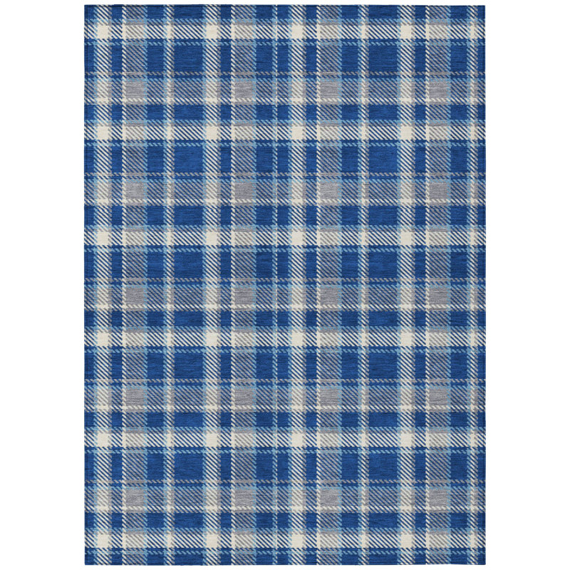 Washable Plaid Indoor / Outdoor Rug, Rectangle 5' x 7'6"