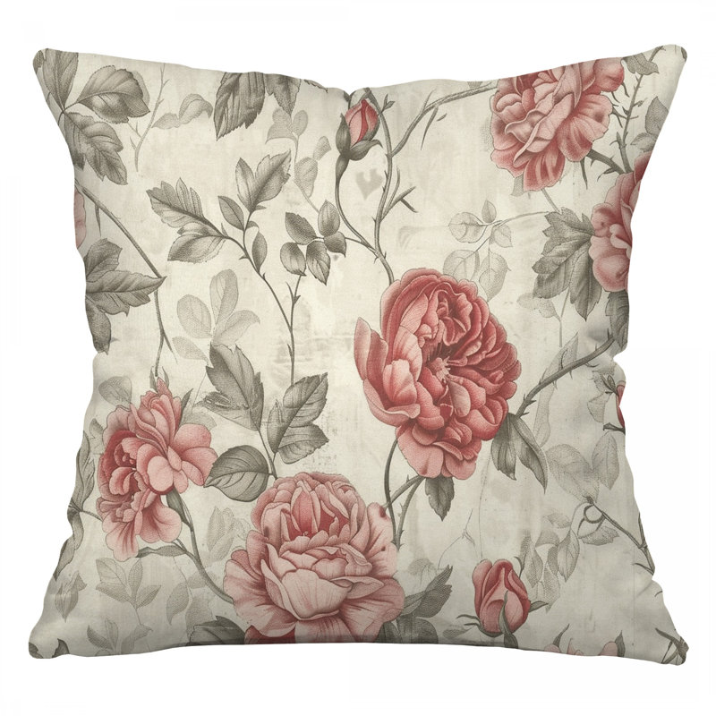 Coussin Golden Roses, coussins en coton Botanical, H 20 po x l 20 po