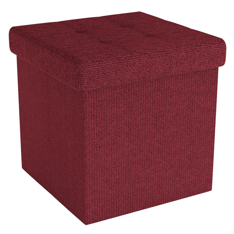 Ewaoluwa 38cm Wide Square Solid Colour Ottoman with Storage, Dark Red