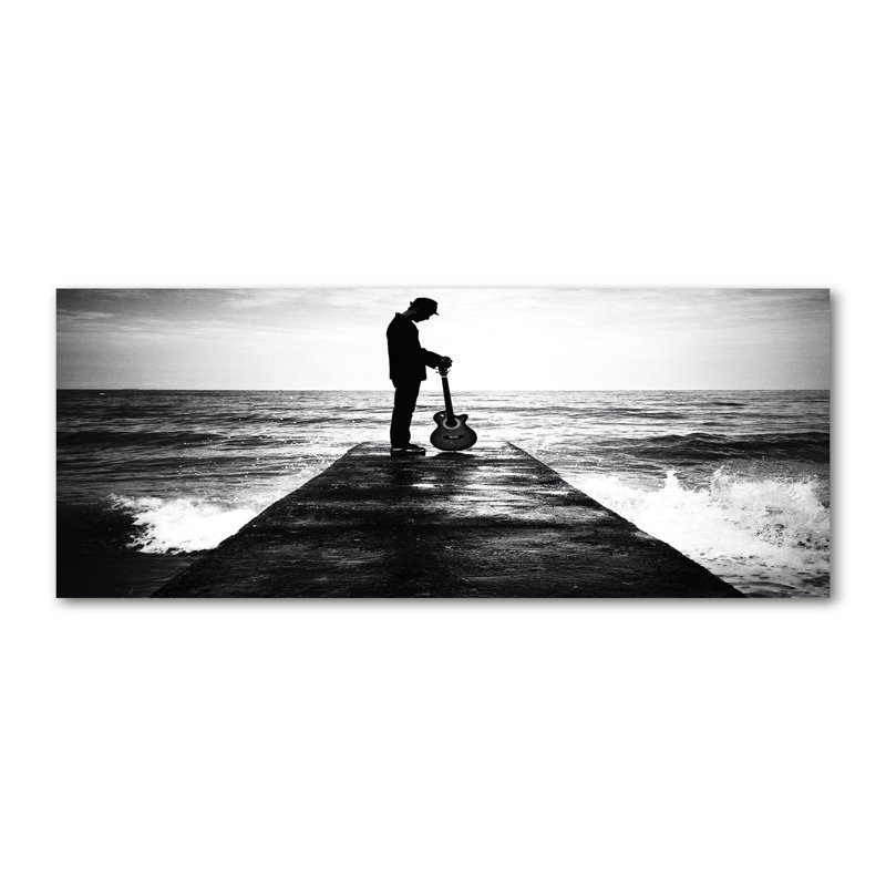 Guitarist On The Pier - No Frame Print on Canvas