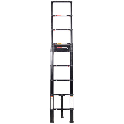 Échelle télescopique en aluminium 12,5 pi avec pieds antidérapants, échelle d'extension portative de fonction de sécurité lente pour le travail domestique et extérieur, capacité de 330 lb, noir
