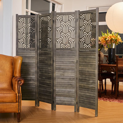 66.9''H Room Divider Paulownia Wood Carved Privacy Screens, Modern minimalist style Separation Wall