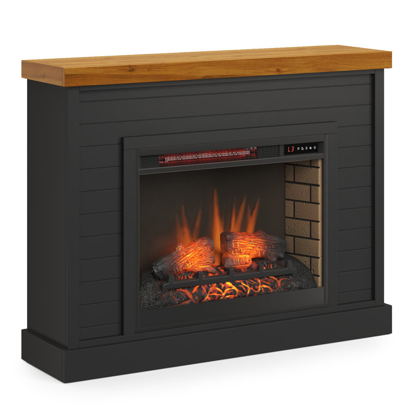 Rimma 48" Farmhouse Electric Fireplace Mantel with 26" Insert, Remote Control, Shiplap Design, Adjustable Flame & Heater