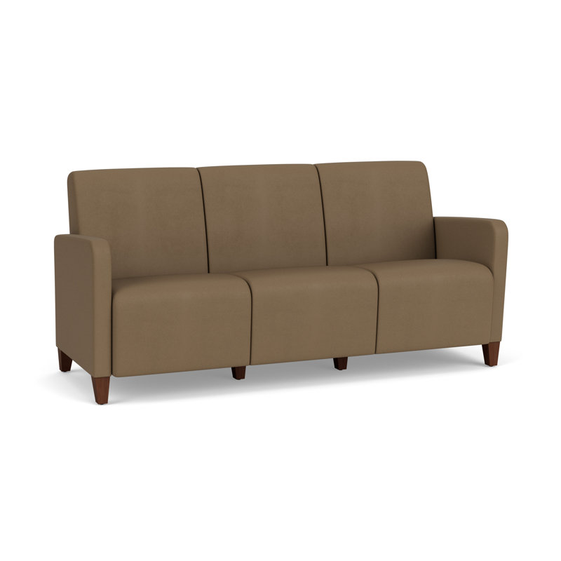 Ravenna Lounge Reception 3 Seat Tandem Seating No Center Arm, Walnut Wood, Patriot Plus Taupe