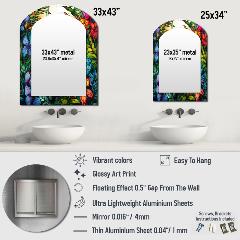 Miroir mural Vibrantly Happy Blossoming Tropical Flowers IV - Traditional, 34 po x 25 po