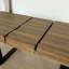 Table de salle à manger rectangulaire extensible pour 6 à 10 personnes effet bois vieilli et noir 160 à 200 cm
