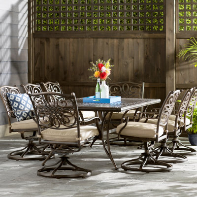 Carleton Dining Set with 8 Swivel Chairs and Table