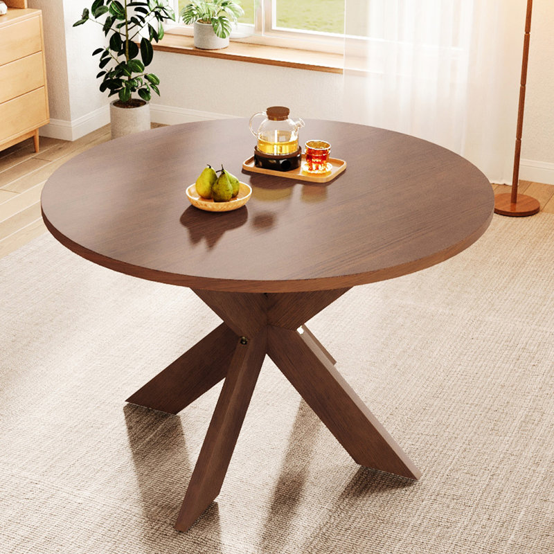 Table de salle à manger ronde au fini cerisier, 5 couverts confortables, structure stable, montage rapide et facile, idéale pour les petits et moyens espaces, supporte jusqu'à 136 kg (300 lbs), assemblage facile