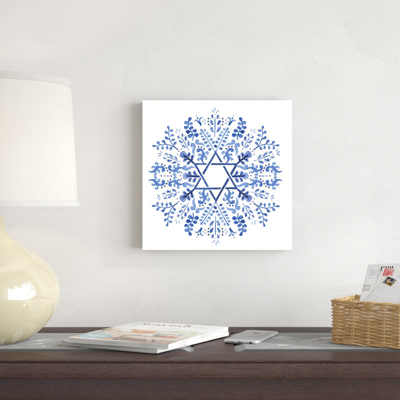 «Indigo Hanukkah I» par Victoria Borges - impression sur toile tendue, H 12 po x l 12 po