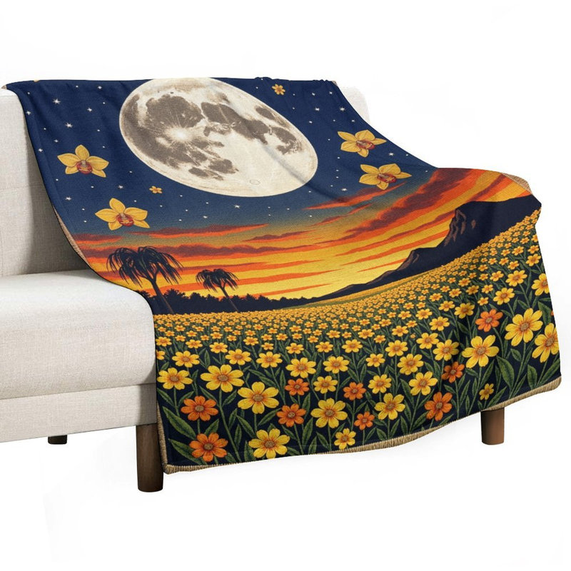 Jeté de lune en flanelle de luxe à motif de fleurs, couverture douce et chaude pour le canapé-lit du salon, 60 x 80 po